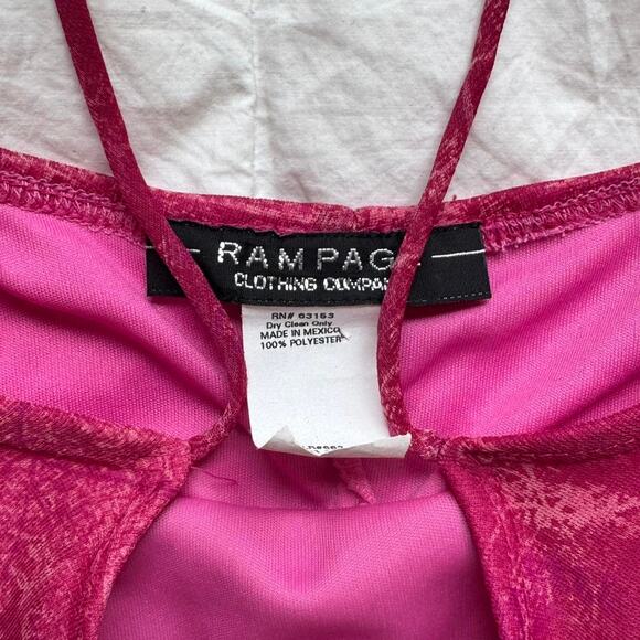 Vintage y2k rampage pink slip dress asymmetrical chiffon overlay sz M fairy - Picture 3 of 8